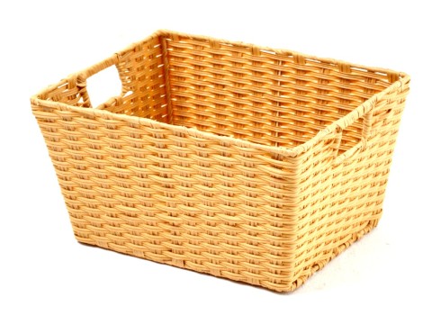 Exquisite Rectangular PE Resin Woven Storage Basket with Removable Liner